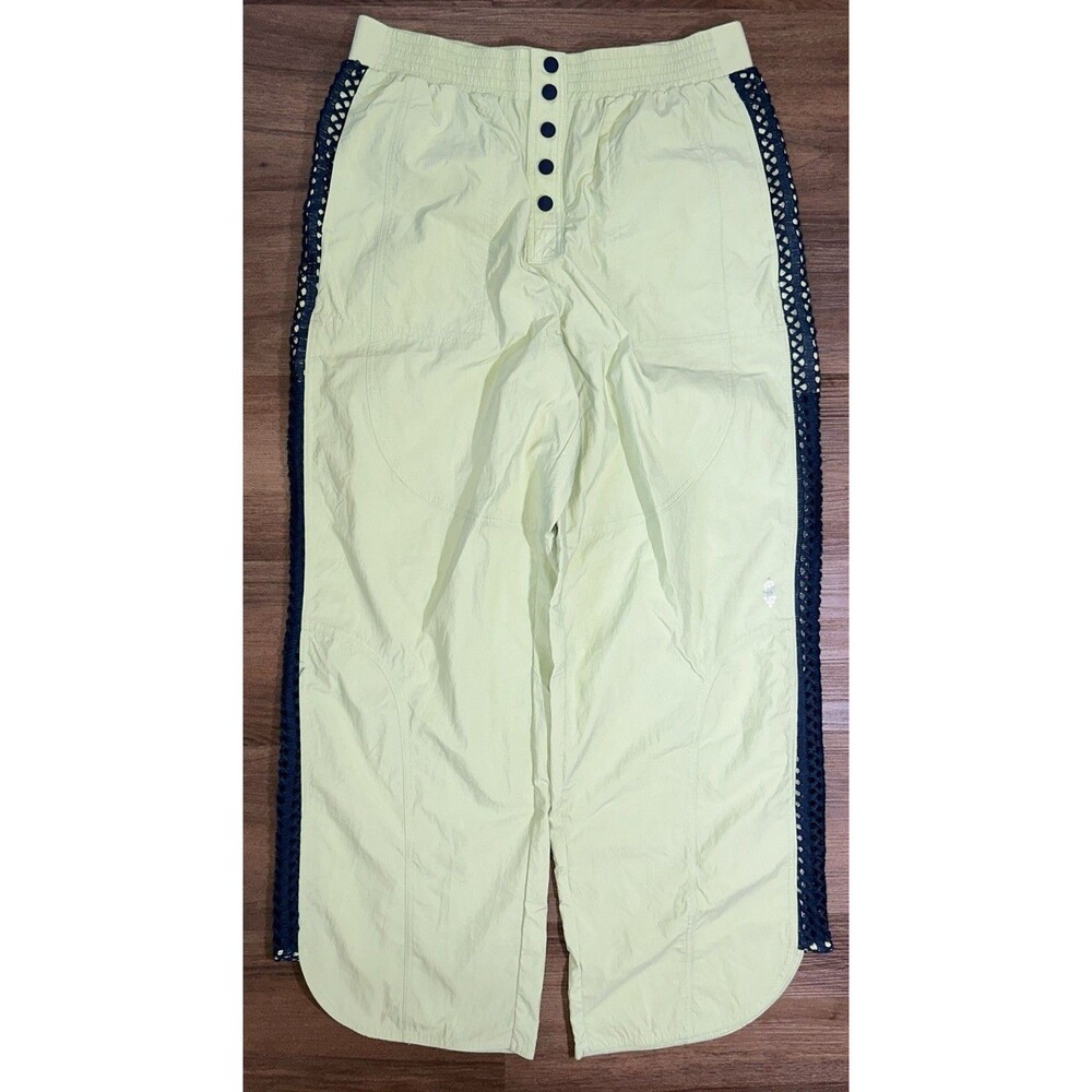 FP Movement Free People Underdog Pants Green Mesh Stripe Parachute M
